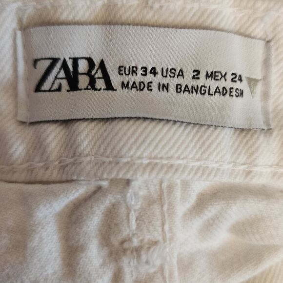 Zara White Distressed Frayed Raw Hem Shortie Cutoff Shorts Size 2 - Picture 5 of 5